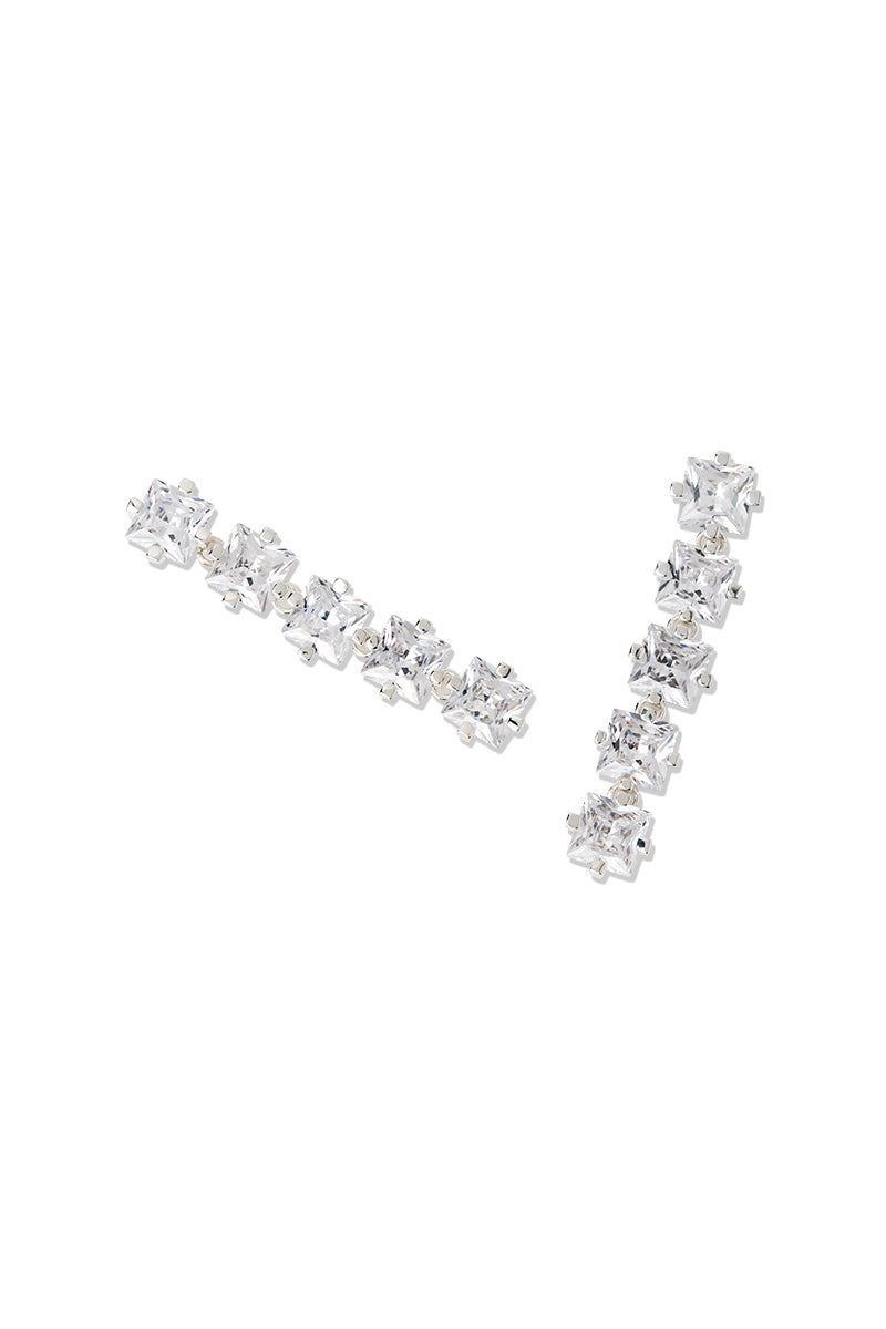 Attie Earring: Silver cubic zirconia drop earrings, perfect to accessorise for formal events. 